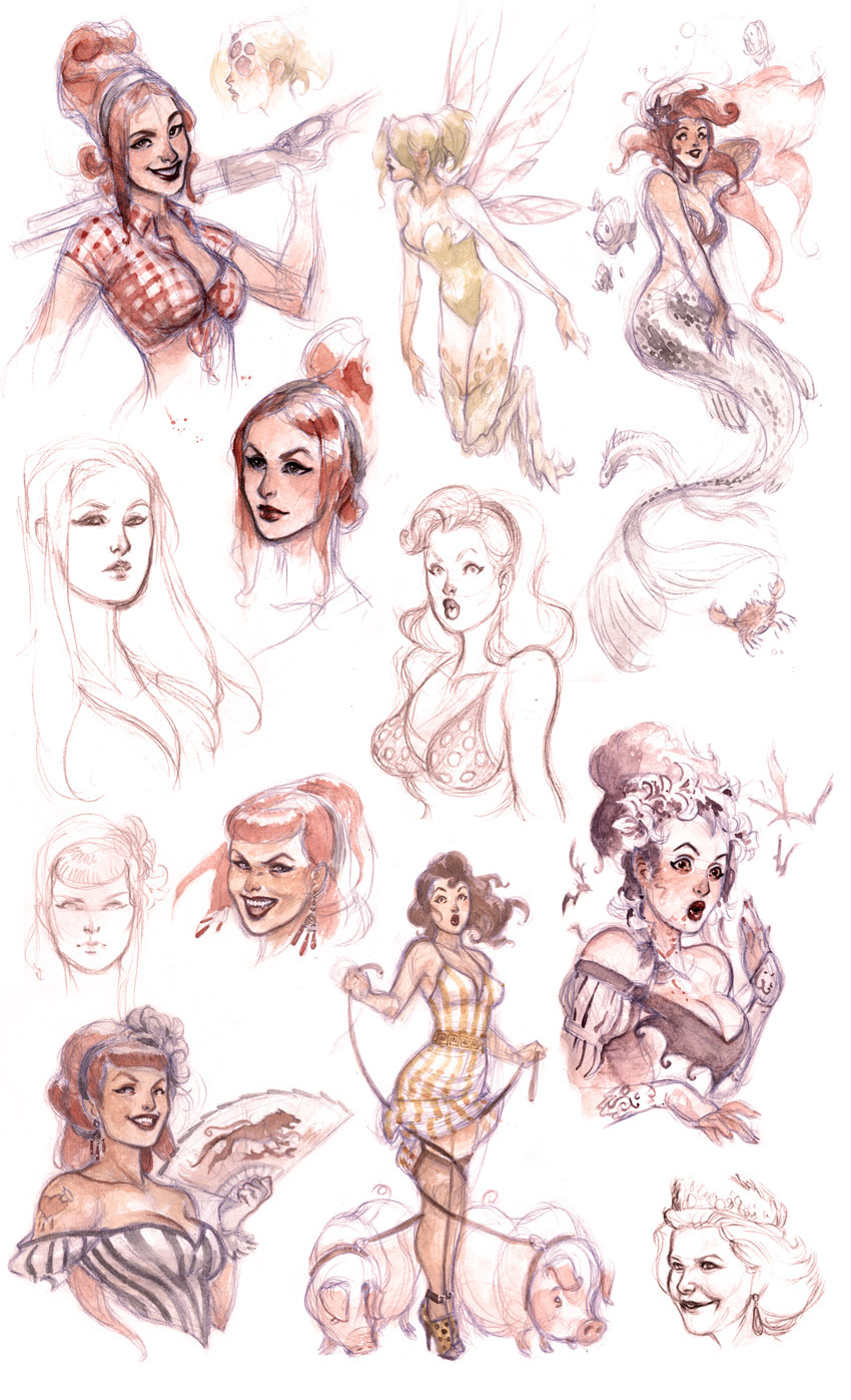 pinup sketches by Scebiqu