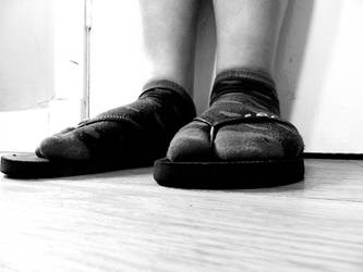 Flip-flops and socks #2 black and white