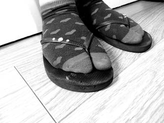 Flip-flops and socks #3 black and white