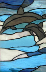 Stained Glass Dolphins by RamonaQ