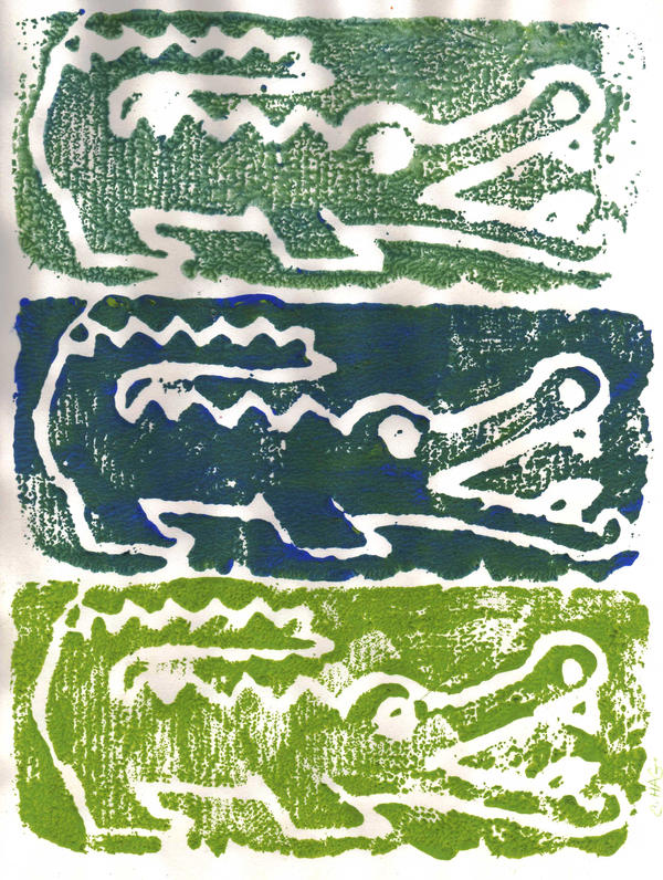 Alligator Floral Block Print