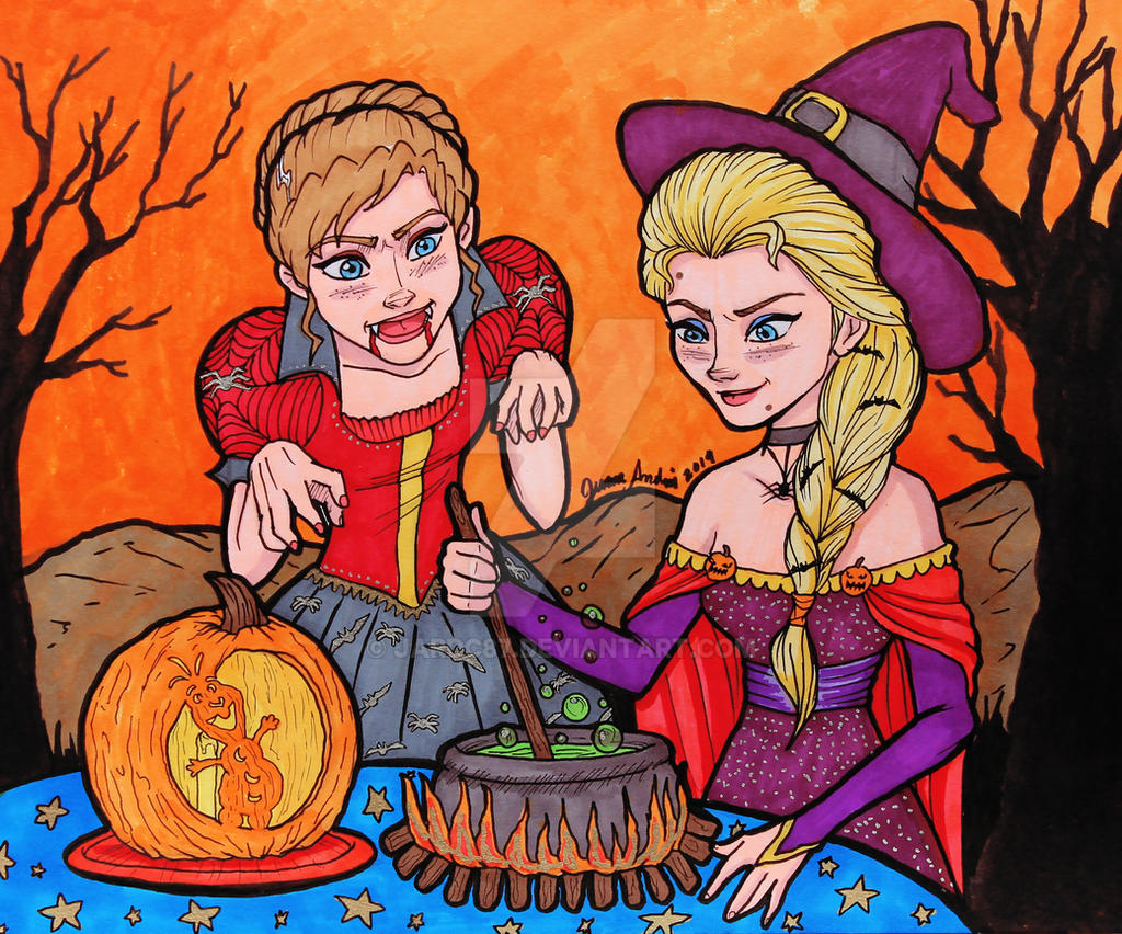 Elsa and Anna in Hallowen