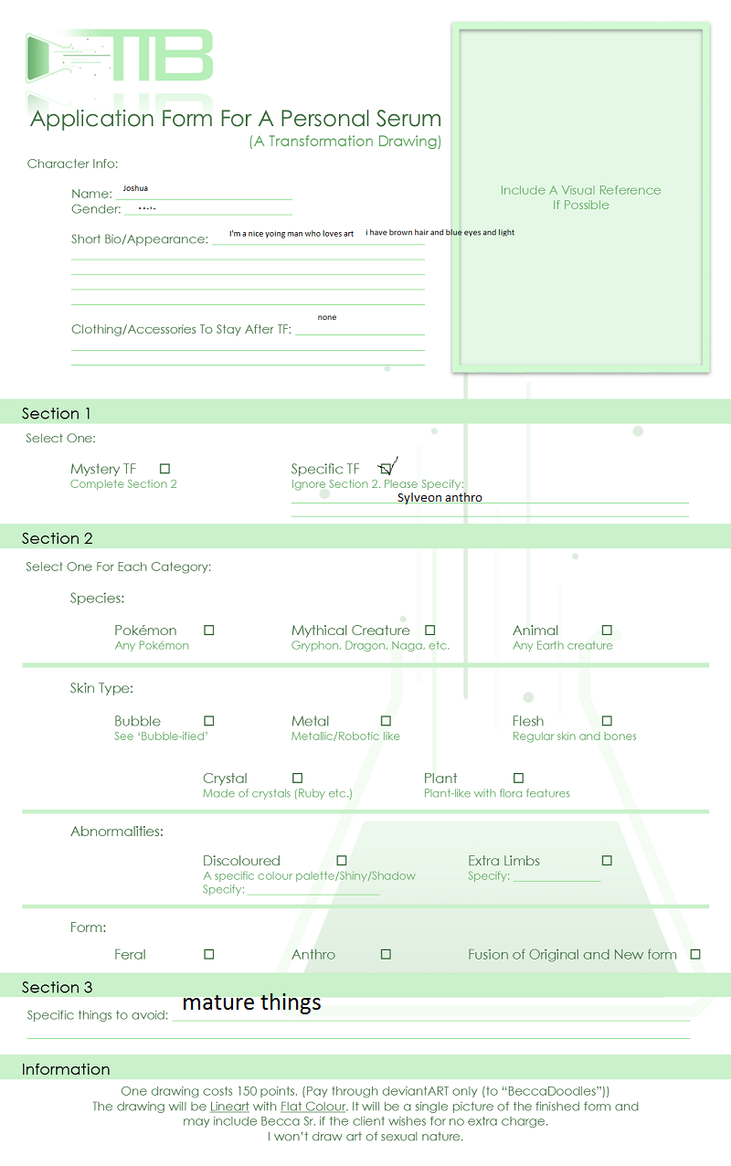T I B Application Form By Beccadoodles-da7m39r by CienScarlet on DeviantArt