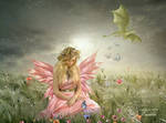 Sad Fairy on Poppy field