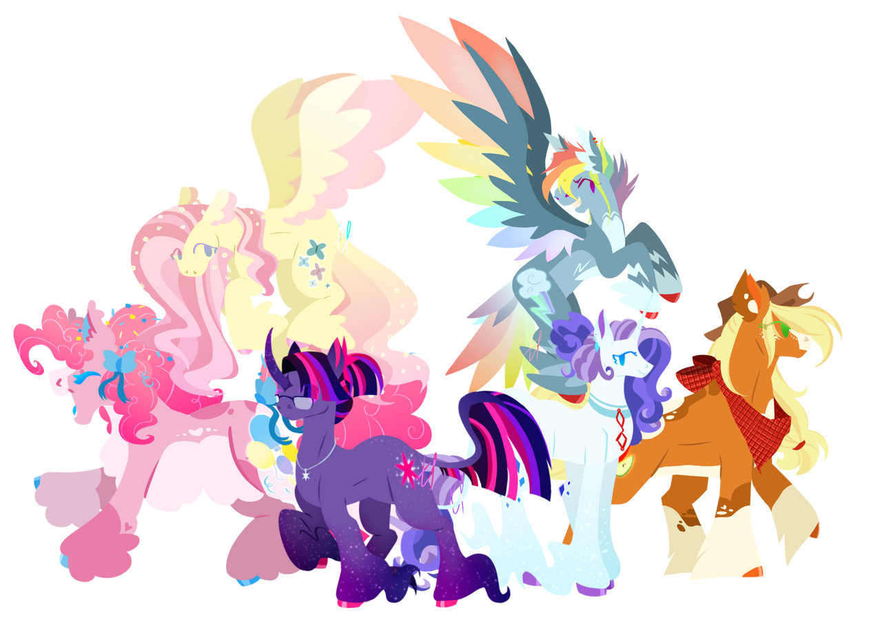 Mane 6 all together by IkanaHairitto on DeviantArt