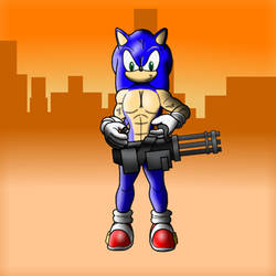 Sonic and his minigun