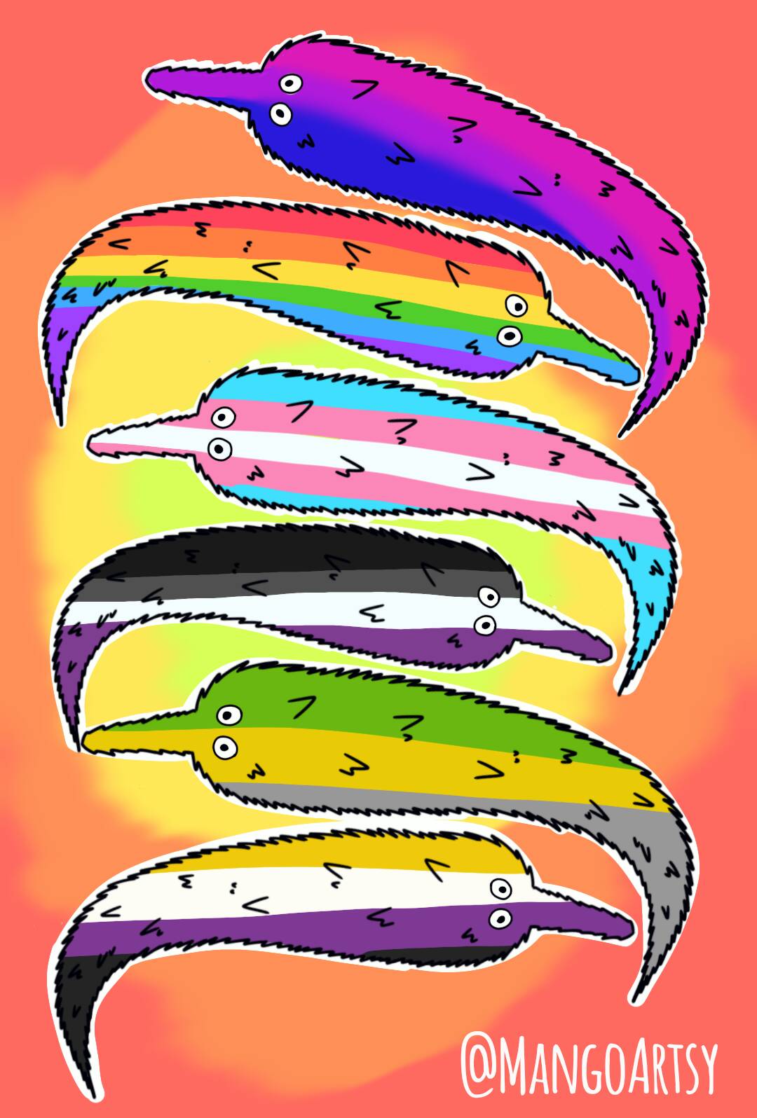 Lgbt Insect LGBTQ+ worms on a string for my queer children by Mangoartsy on DeviantArt