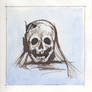 Skull sketch Ink and Watercolors