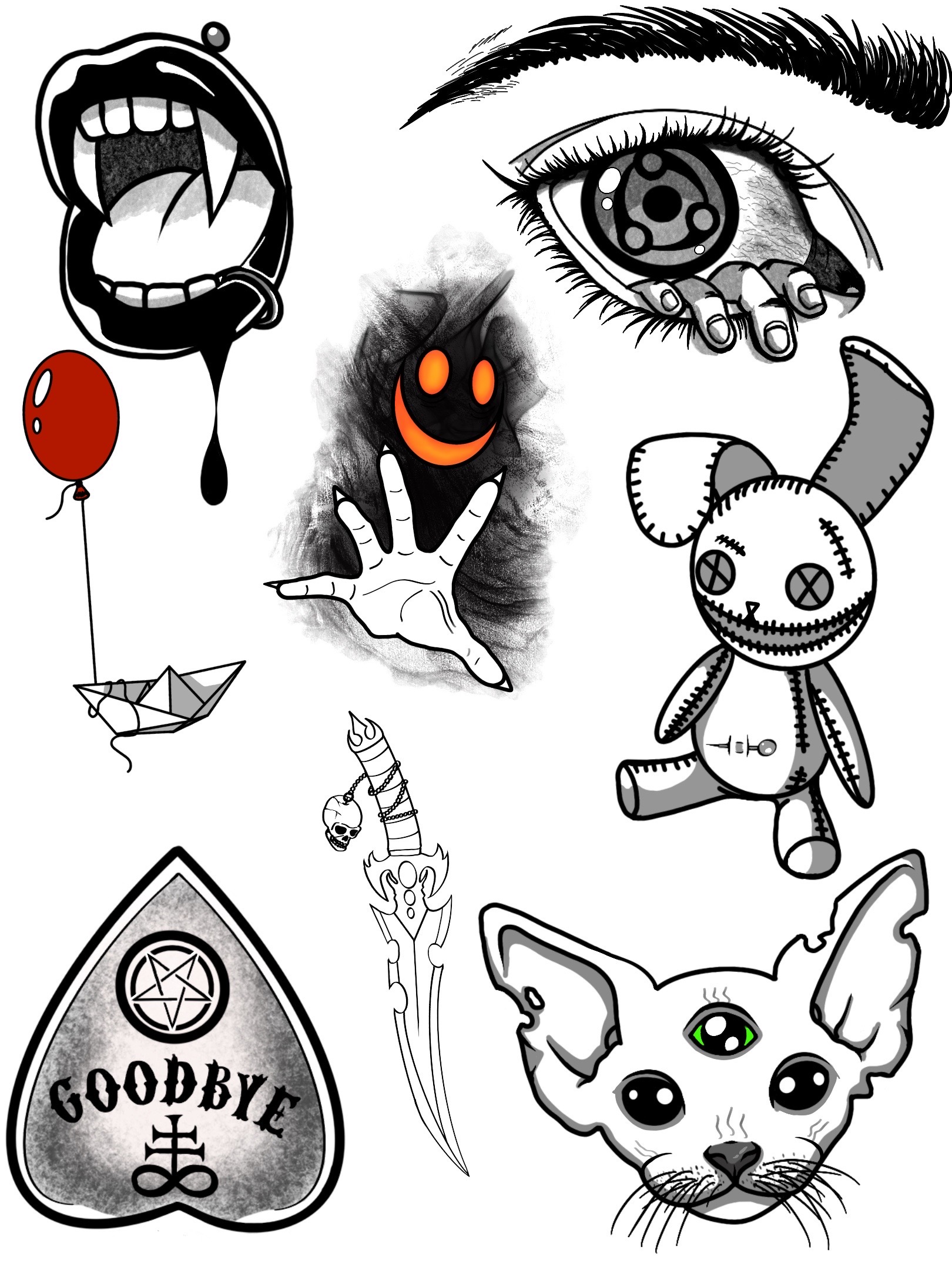 Creepy Tattoo Flash Sheet 1 by SwoagerArt on DeviantArt