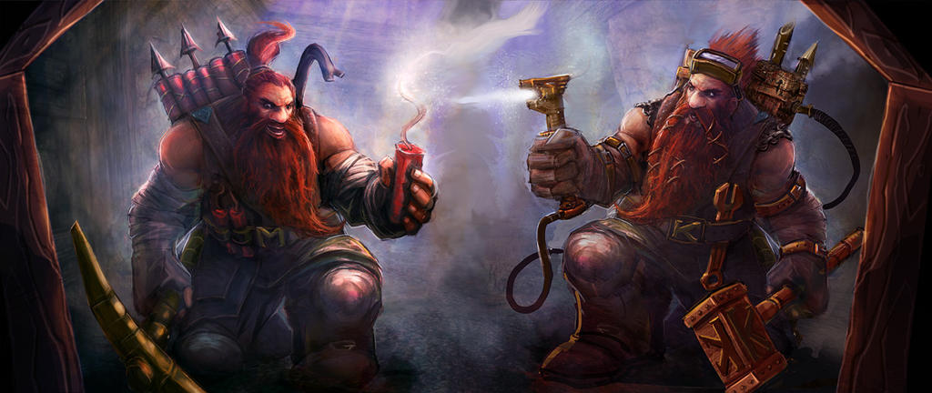 Card art for Forgotten Myths - Dwarf Engineers