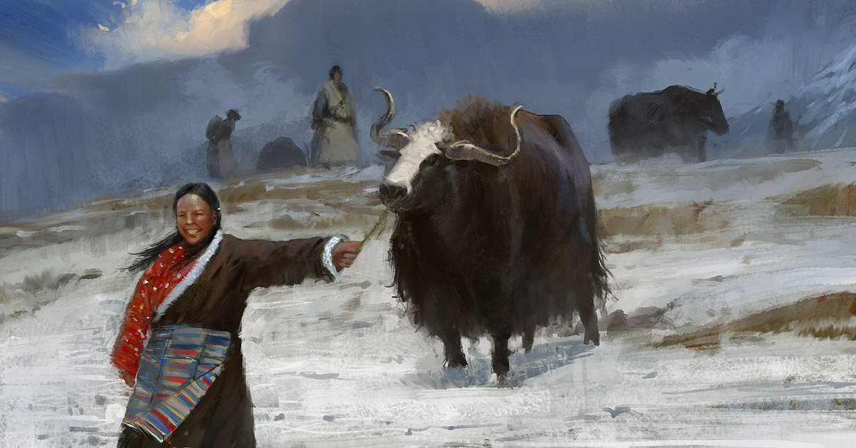 girl with yak