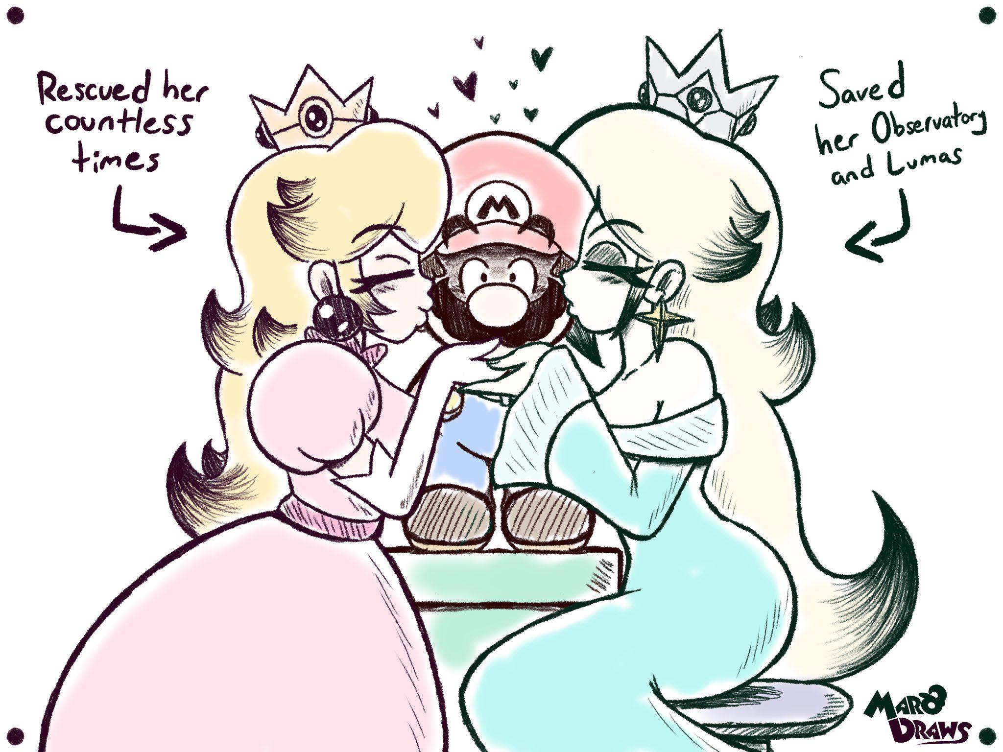 Mario Gets Kissed By Peach Rosalina By Hallr285 On DeviantArt mario-gets-kissed-by-peach-rosalina-by-hallr285-on-deviantart