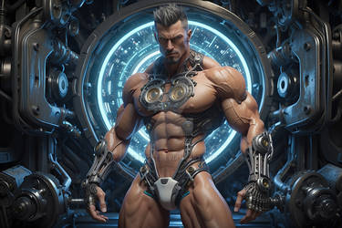 man bodybuilder digital high tech artwork