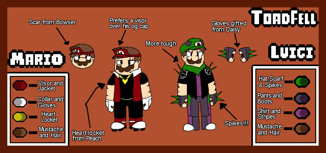 (Outdated) ToadFell Mario brothers reference sheet by ZDan101 on