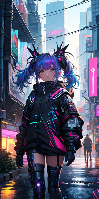 Cyberpunk Girl Neon Colors Mobile Wallpaper 4 by gam3sd3an on DeviantArt