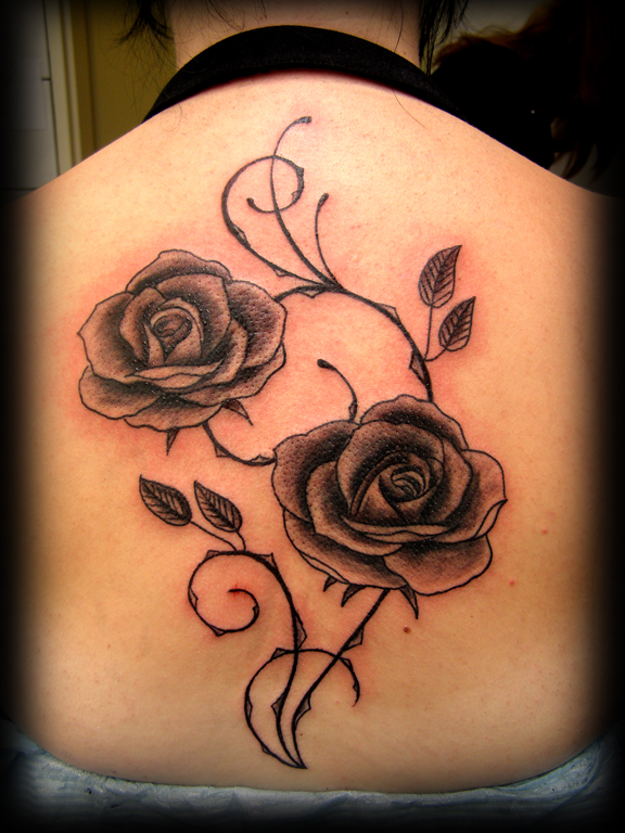 rose tattoo backpiece