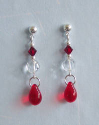 Red Teardrops with Crystals