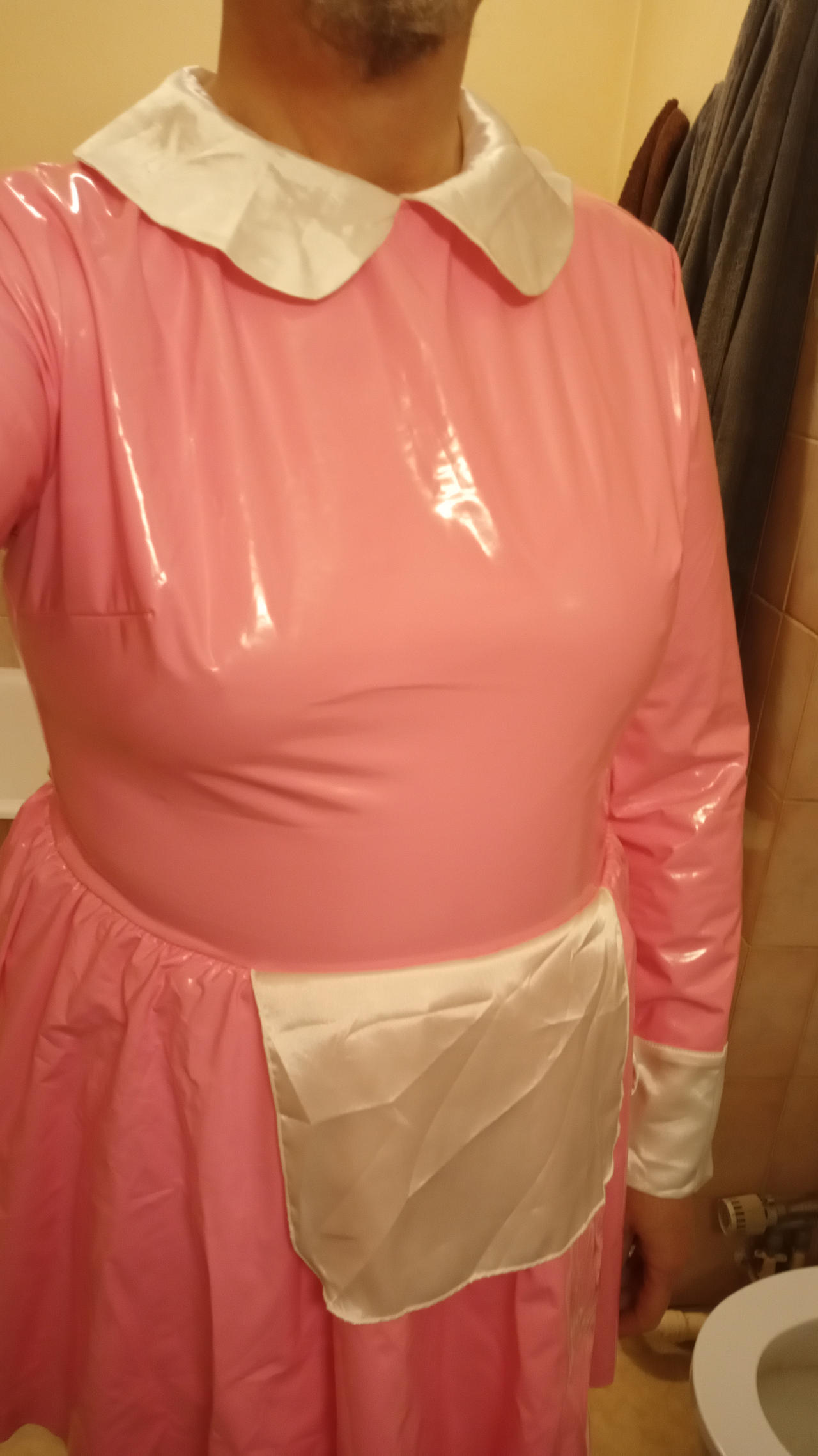 My new pink pvc sissy maid dress by libellule70 on DeviantArt