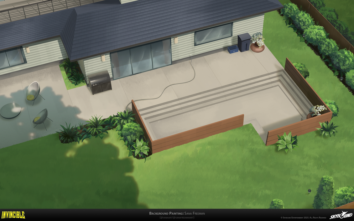 Invincible House Design Invincible S3E1: Grayson House Backyard 2 by fang on DeviantArt