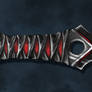 Red and black throwing knife