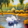 Swans And Three Babies - Arteet