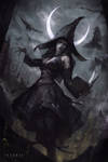 Witch Under Cresent Moon by VezoniaArtz