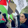 Taliban flag with pro Palestinians protest