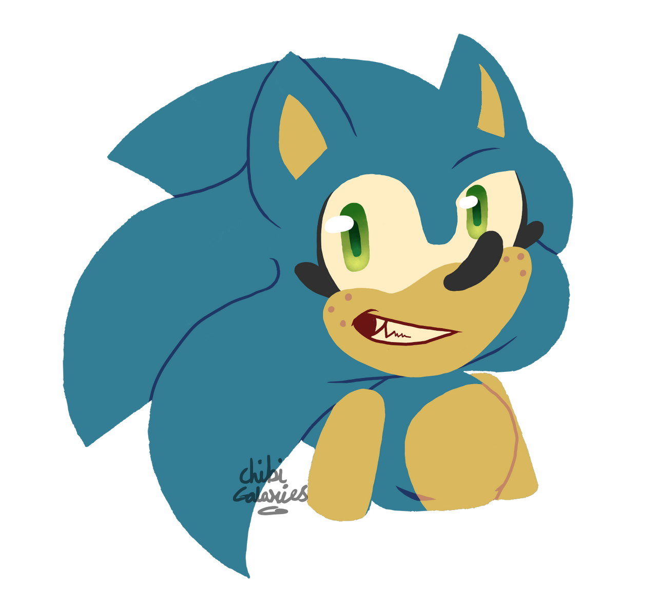 Lineless Sonic by ChibiGalaxies on DeviantArt
