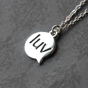 'Luv' Chat Silver Necklace