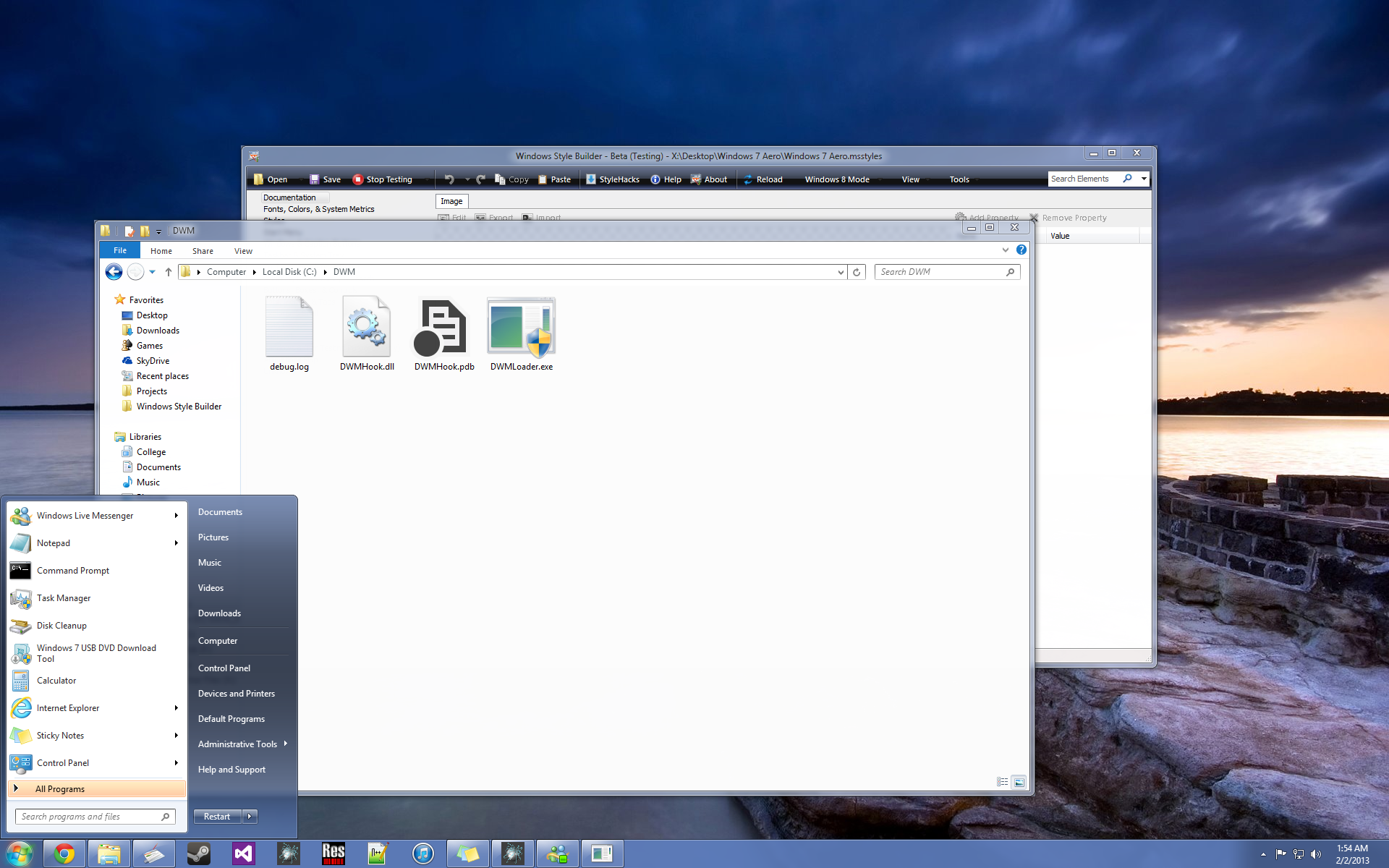 Windows 7 Aero + DWM Blur + StartIsBack in Win 8