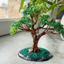 Wire beaded bonsai tree sculpture with quartz 