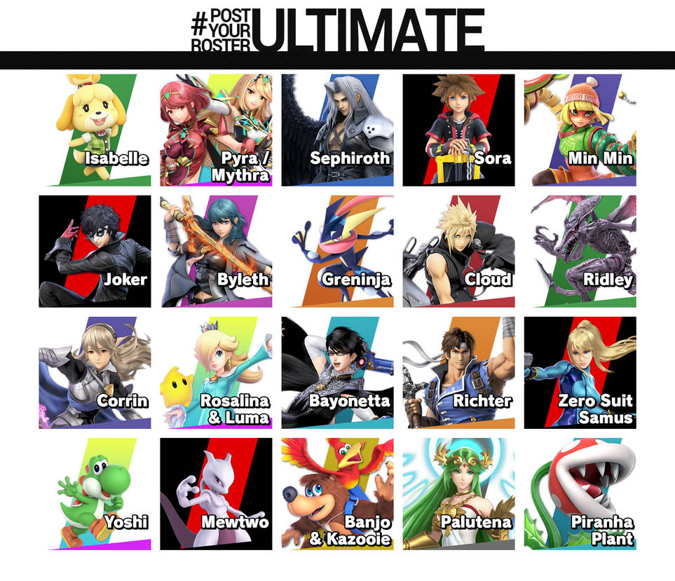Ssbu Roster Expanded Roster of Top 20 Favorite SSBU Fighters by NinjaShadow-X on DeviantArt