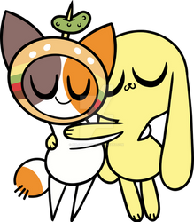 Chikn Nuggit and Cheezborger Hugging