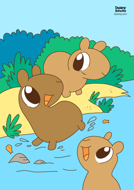 desenho fofo de capivara