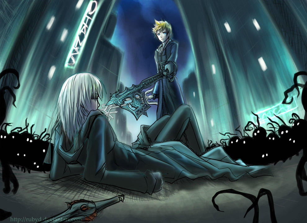 KHII: Riku vs Roxas colored by rubyd on DeviantArt