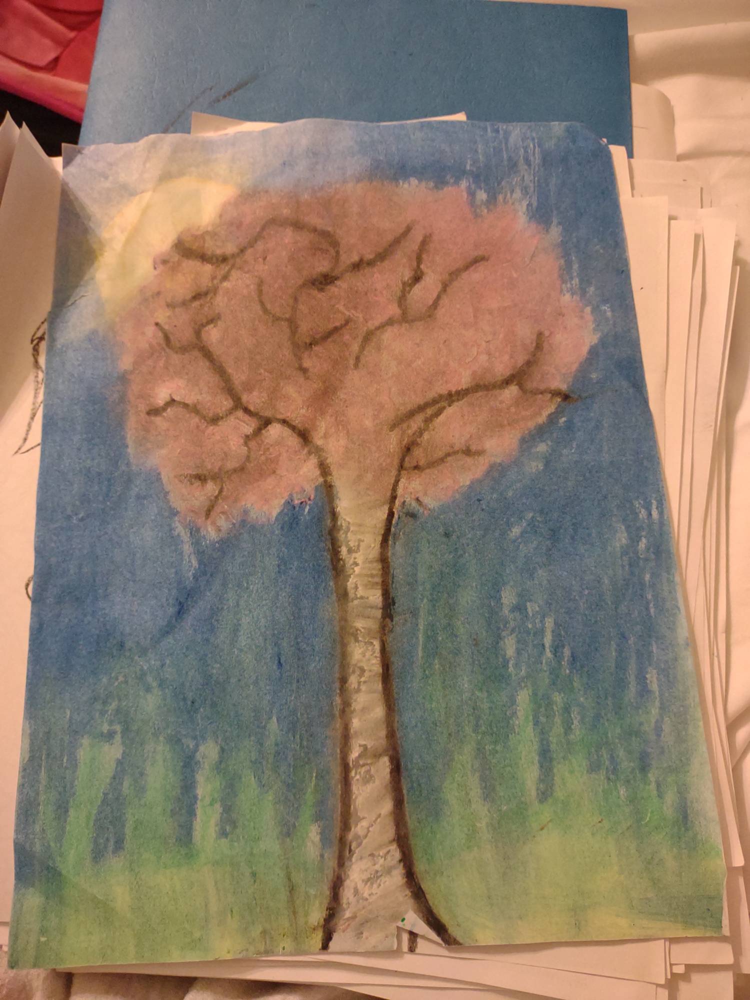 Oil pastel cherry blossom tree by blgamm3 on DeviantArt