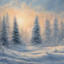 Winter's Symphony - Sunlit Pines in Blue Hues