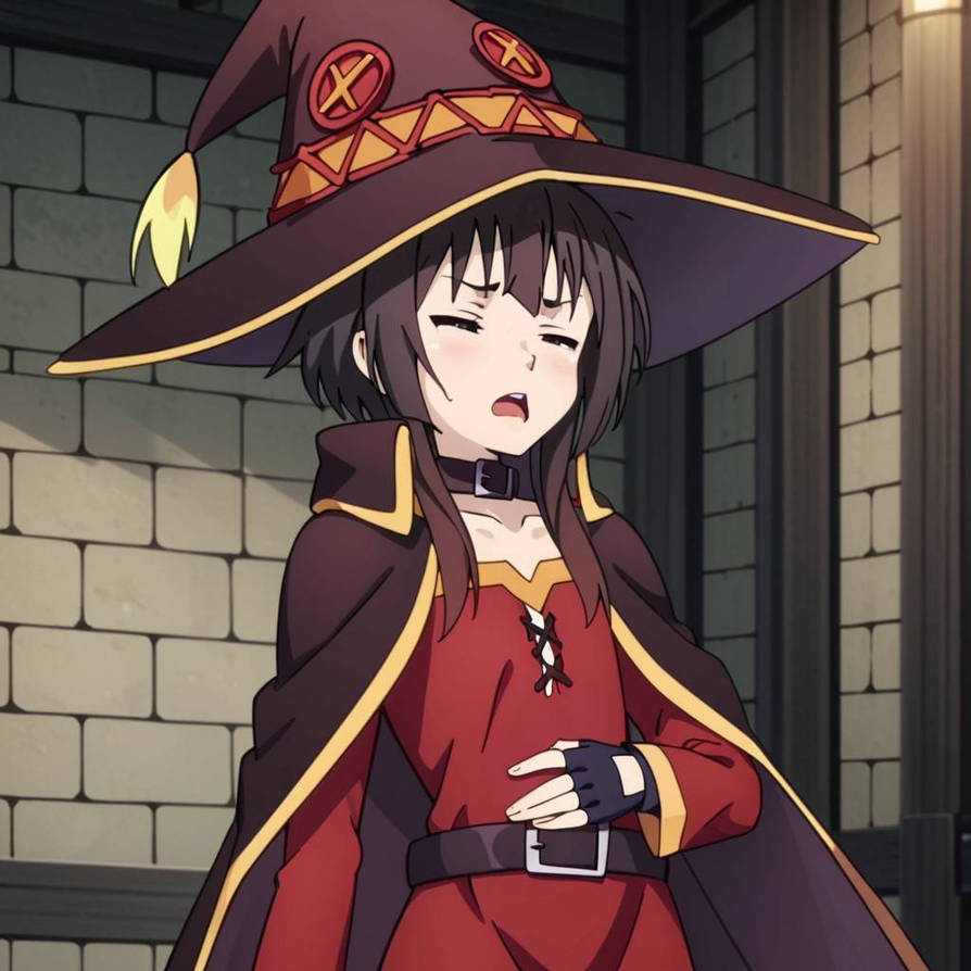 Megumin Hyperdistorted Megumin's Stomach Hurts... (It Begins) by PlentifulWaffles02 on DeviantArt