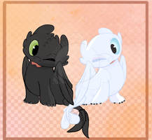 Baby Toothless and Baby Light Fury