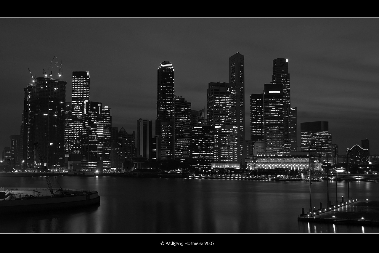 Singapur Skyline B_W