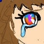 sad anime girl rainbow eye