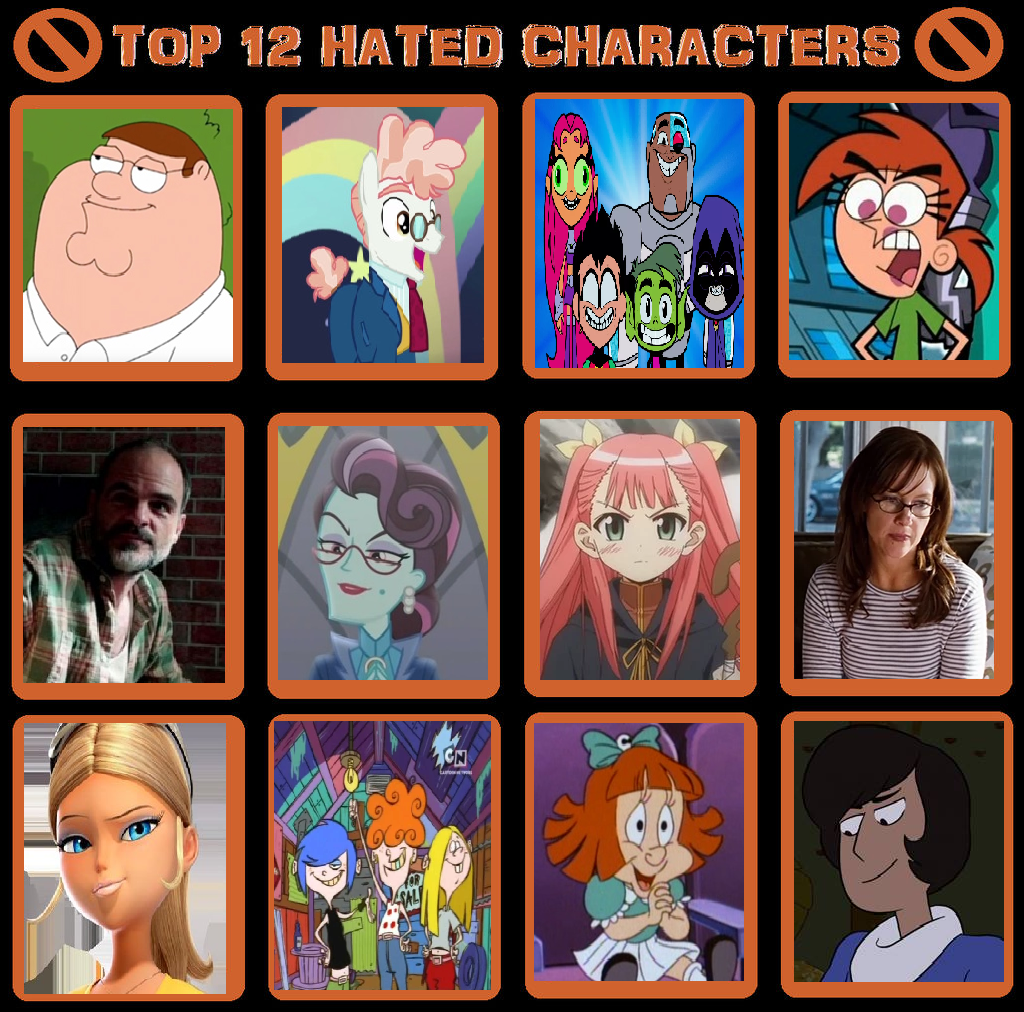 My Top 12 Hated Characters by DarkMagicianmon on DeviantArt