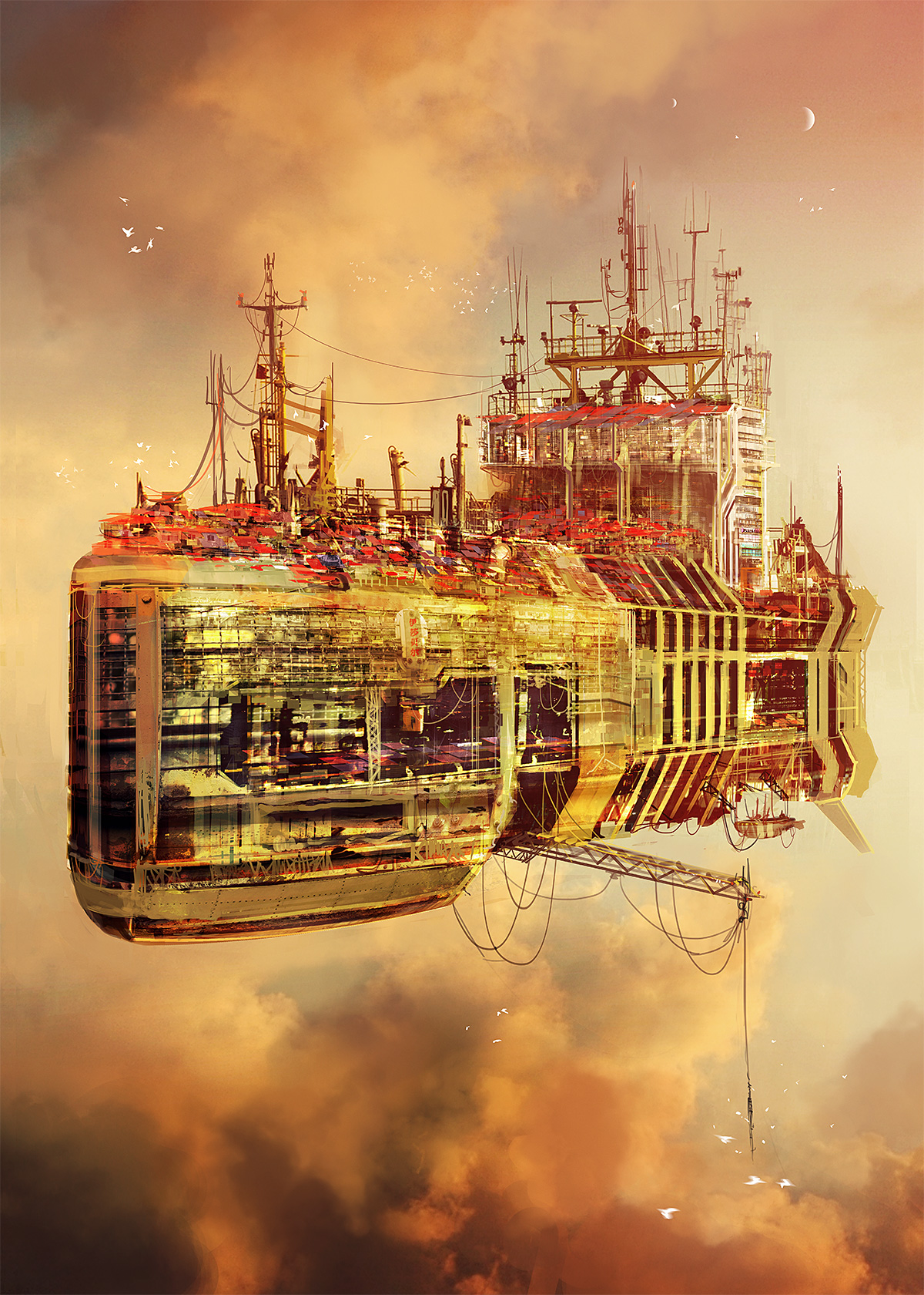 Big rusty flying town ship