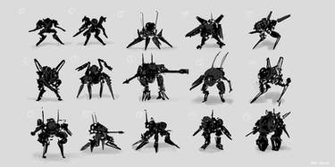 CoffeePainting: Mecha thumbnail sketches