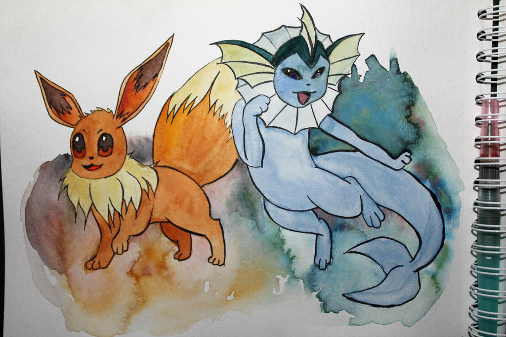 Eevee and Vaporeon by Frakkle-art Eevee and Vaporeon by Frakkle-art