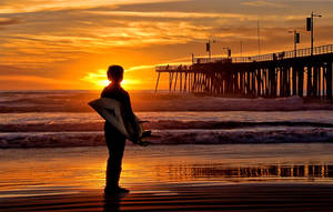 Pismo Beach Surfer SunsetOne