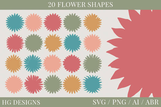 Free Flower Shapes SVG, PNG, AI and ABR Files