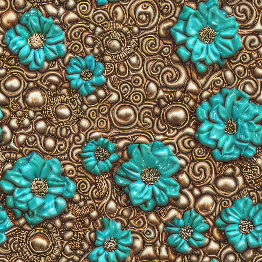 Free Turquoise And Gold Flower Seamless Pattern by HGGraphicDesigns on ...