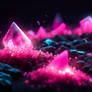 Glowing Pink Crystals On A Dark Background With Bi
