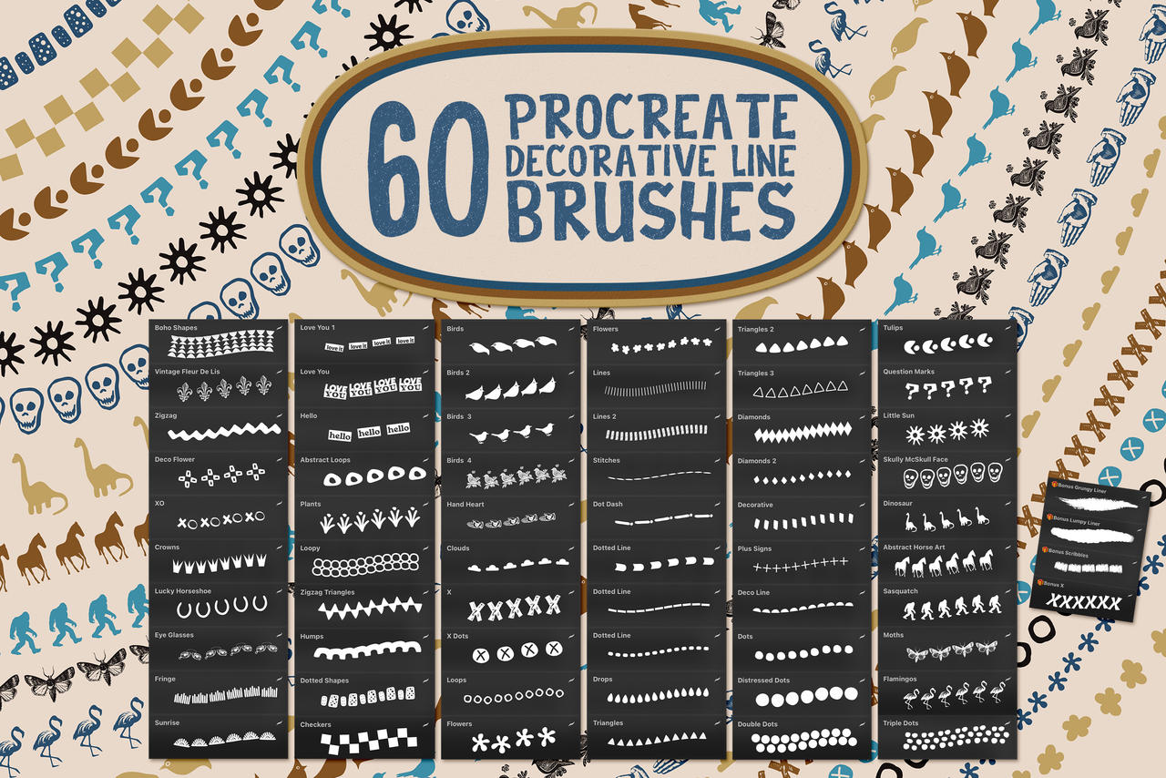 60 Procreate Decorative Line Brushes